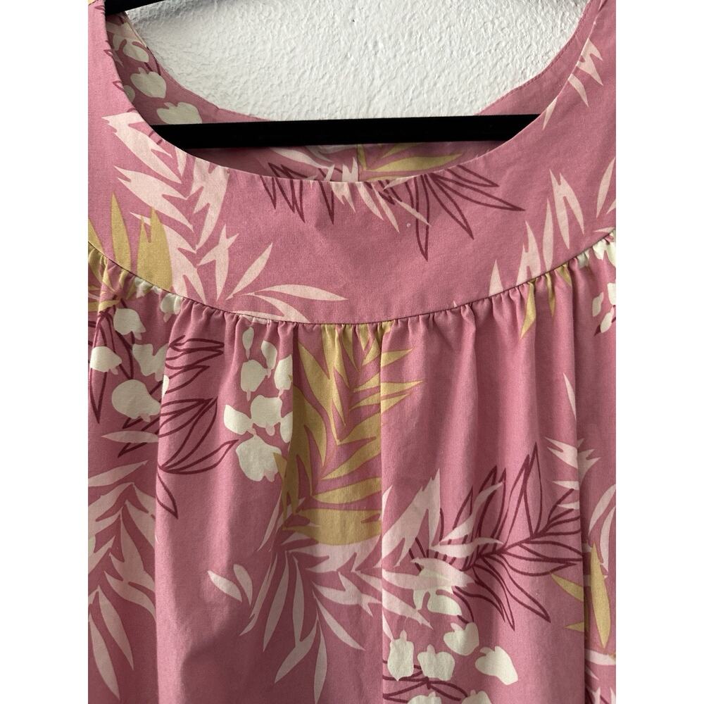 Hilo Hattie's Hawaiian Midi Dress Size Lg Cotton Pink Muu Muu Caftan Vacation - Picture 7 of 12